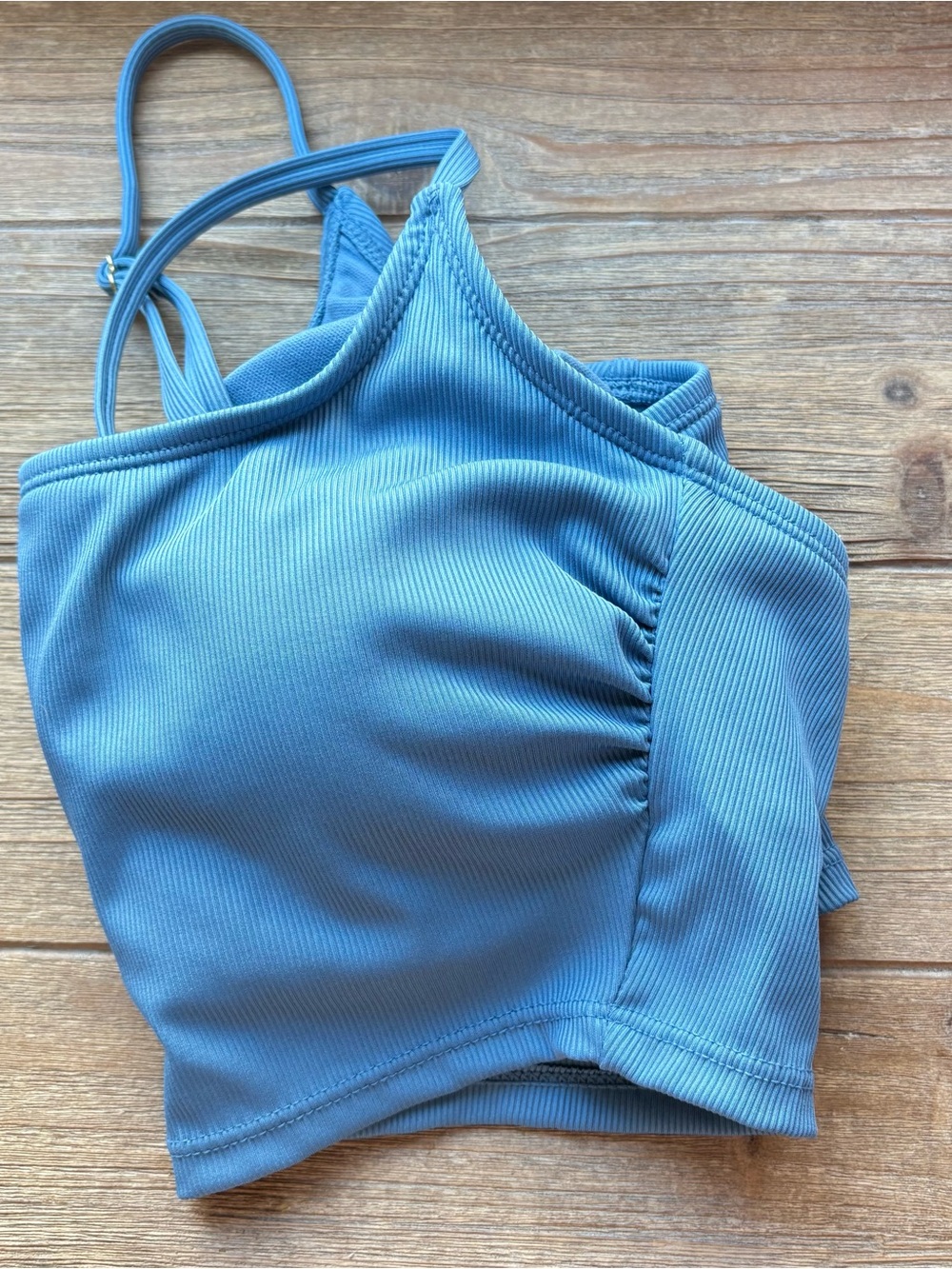 Shade & Shore Blue Ribbed Bikini Top - Picture 2 of 5